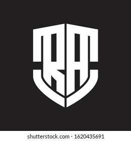 RA Logo monogram with emblem shield shape design isolated on black background