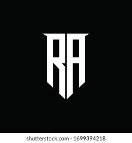 RA logo monogram with emblem shield style design template