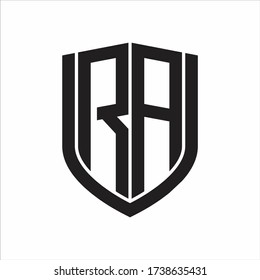 RA Logo monogram with emblem shield design isolated on white background
