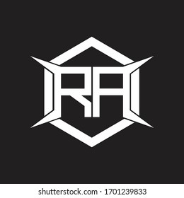 RA Logo monogram with hexagon and four taper shape design template