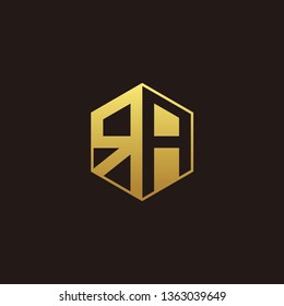 RA Logo Monogram with Negative space gold colors