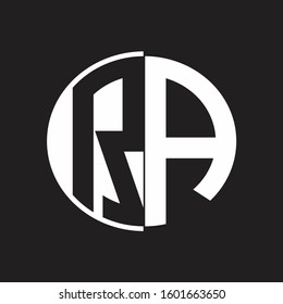 RA Logo monogram with Negative space style design tempate