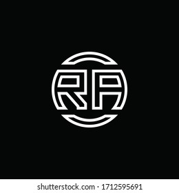 RA logo monogram with negative space circle rounded design template