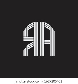 RA Logo monogram with outline style linked isolated on black background
