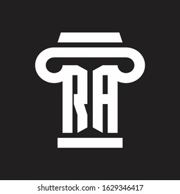 RA Logo monogram with pillar style design template