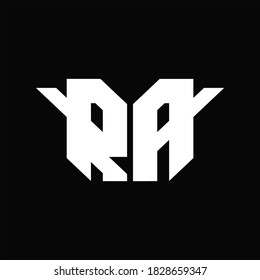 RA Logo monogram with single wings design template on black background