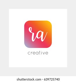 RA logo, vector. Useful as branding, app icon, alphabet combination, clip-art.