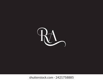 RA Minimalist Serif Modern Letter Logo in Black