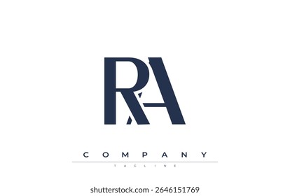 RA Modern Initials Logo Design. Branding logo with stylized initials showcasing bold design and modern aesthetic. Ideal for professional business branding or creative projects focusing on minimalistic