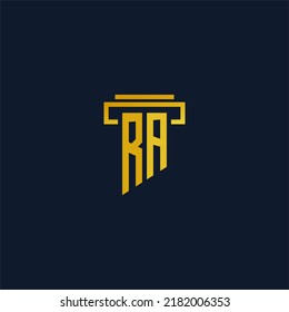 RA monogram initial logo for lawfirm with pillar design