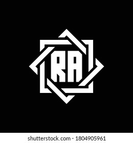 RA monogram logo with abstract square around design template