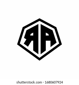 RA-Monogramm-Logo mit sechseckiger Form und abgerundeter, abgerundeter Design-Vorlage einzeln auf weißem Hintergrund