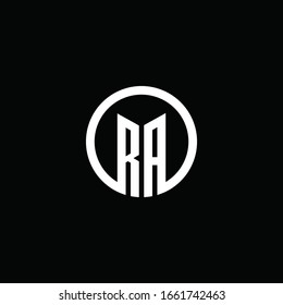 RA monogram logo isolated with a rotating circle