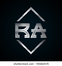 RA Monogram, Metal Logo, Silver Logo