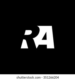 RA negative space letter logo black background