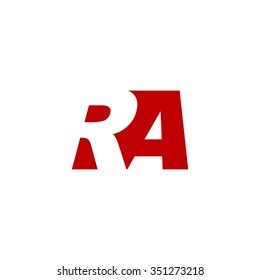 RA negative space letter logo red