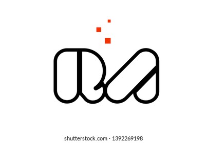RA R A black white red dots alphabet letter combination suitable as a logo icon design for a company or business