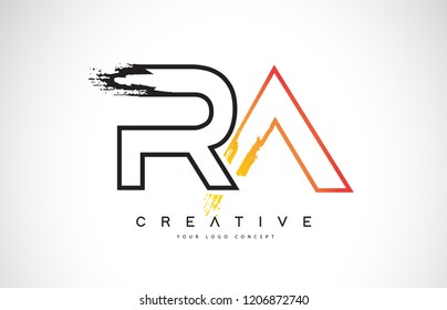 RA R A  Creative Modern Logo Design Vetor with Orange and Black Colors. Monogram Stroke Letter Design.