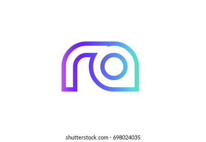 RA R A letter logo combination alphabet vector creative company icon design template modern  pink blue contour line art
