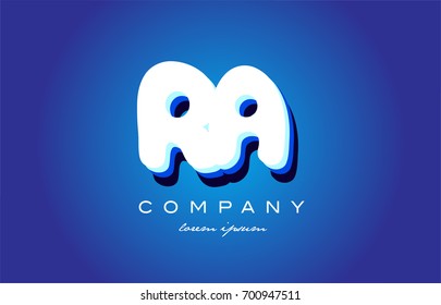 RA R A letter logo combination alphabet vector creative company icon design template modern blue white 3d