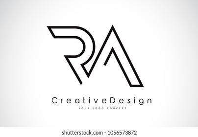 RA R A Letter Logo Design in Black Colors. Creative Modern Letters Vector Icon Logo Illustration.