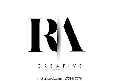 RA R A Letter Logo Design with Creative Shadow Cut Vector Illustration Design.