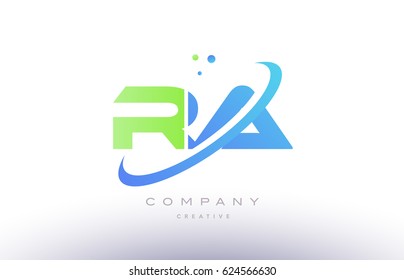 ra r q alphabet green blue swoosh letter company logo vector icon design template