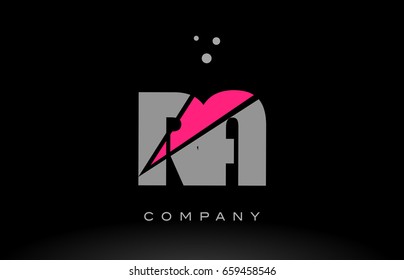 ra r q alphabet letter logo pink grey black creative company vector icon design template