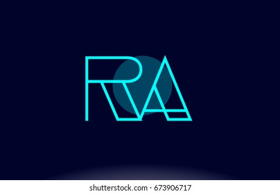 ra r q blue line circle letter logo alphabet creative company vector icon design template