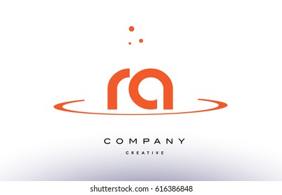 RA R Q creative orange swoosh dots alphabet company letter logo design vector icon template