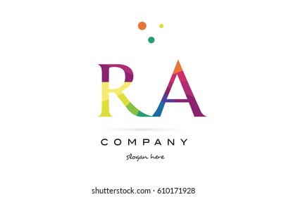 ra r q  creative rainbow colors colored alphabet company letter logo design vector icon template