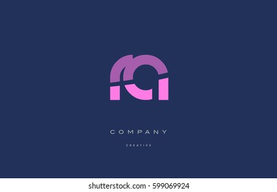 ra r q  pink blue pastel modern abstract alphabet company logo design vector icon template 