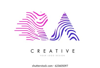 RA R Q Zebra Letter Logo Design with Black and White Stripes Vector