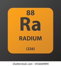 Ra Radium Alkaline earth metal Chemical Element vector illustration diagram, with atomic number and mass. Simple gradient flat design for education, lab, science class.
