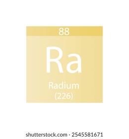 Ra Radium Metal alcalinotérreo Elemento químico Tabla periódica. Ilustración vectorial cuadrada plana simple, icono de estilo limpio simple con masa molar y número atómico para laboratorio, ciencia o clase de química.