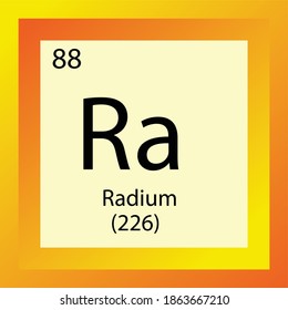 Ra Radium Chemical Element Periodic Table. Single element vector illustration, Alkaline Earth Metals element icon with molar mass and atomic number for laboratory, science or chemistry education.