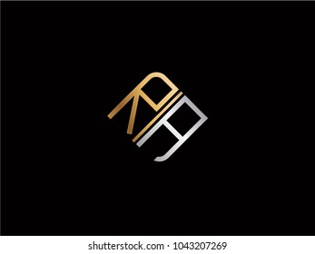ra square shape Letter logo Design in silver gold color
