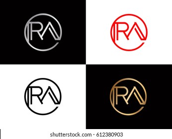 Ra text red gold black silver modern creative alphabet  letter logo design vector icon