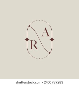 RA wedding classic in elegant monogram with high quality professional design that will print well