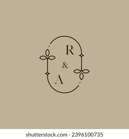 RA wedding initial logo in high quality professional design that will print well across any print media