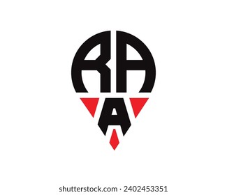 diseño del logotipo de la forma de ubicación de la letra RAA