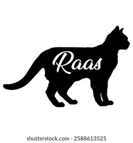 Raas cat silhouette, cat, cat breeds, logo, vector, silhouette,  animal, illustration, icon, sign, design, black, symbol, pet, love
