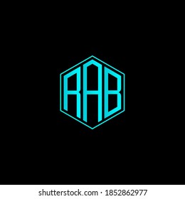 RAB letter icon design on black background. Creative letter RAB/R A B logo design. RAB initials Logo design