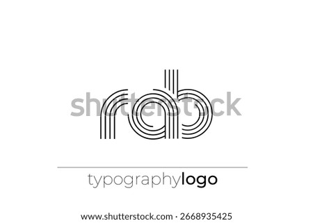 RAB modern geometric typography logo. Modern and stylish composition featuring a monochromatic typography logo illustration designed with intricate lines.