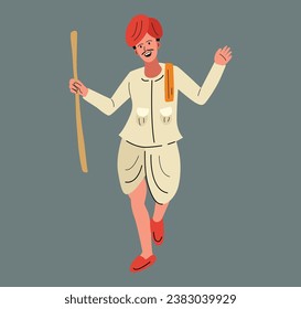 rabari man walking in traditional dress