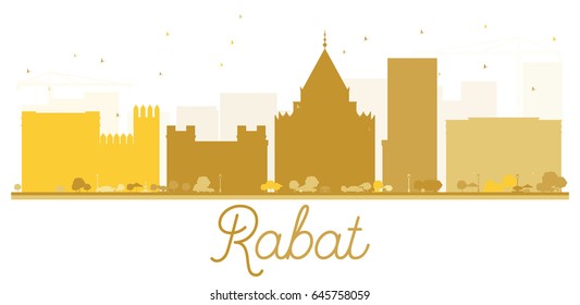 Rabat City skyline golden silhouette. Vector illustration. Simple flat concept for tourism presentation, banner, placard or web site. Business travel concept. Cityscape with landmarks.