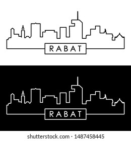 Rabat city skyline. Linear style. Editable vector file.