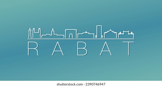 Rabat, Morocco Skyline Linear Design. Flat City Illustration Minimal Clip Art. Background Gradient Travel Vector Icon.