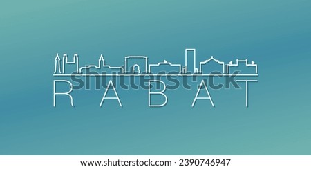 Rabat, Morocco Skyline Linear Design. Flat City Illustration Minimal Clip Art. Background Gradient Travel Vector Icon.