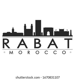 Rabat, Morocco Skyline Silhouette City. Cityscape Design Vector. Famous Monuments Tourism.